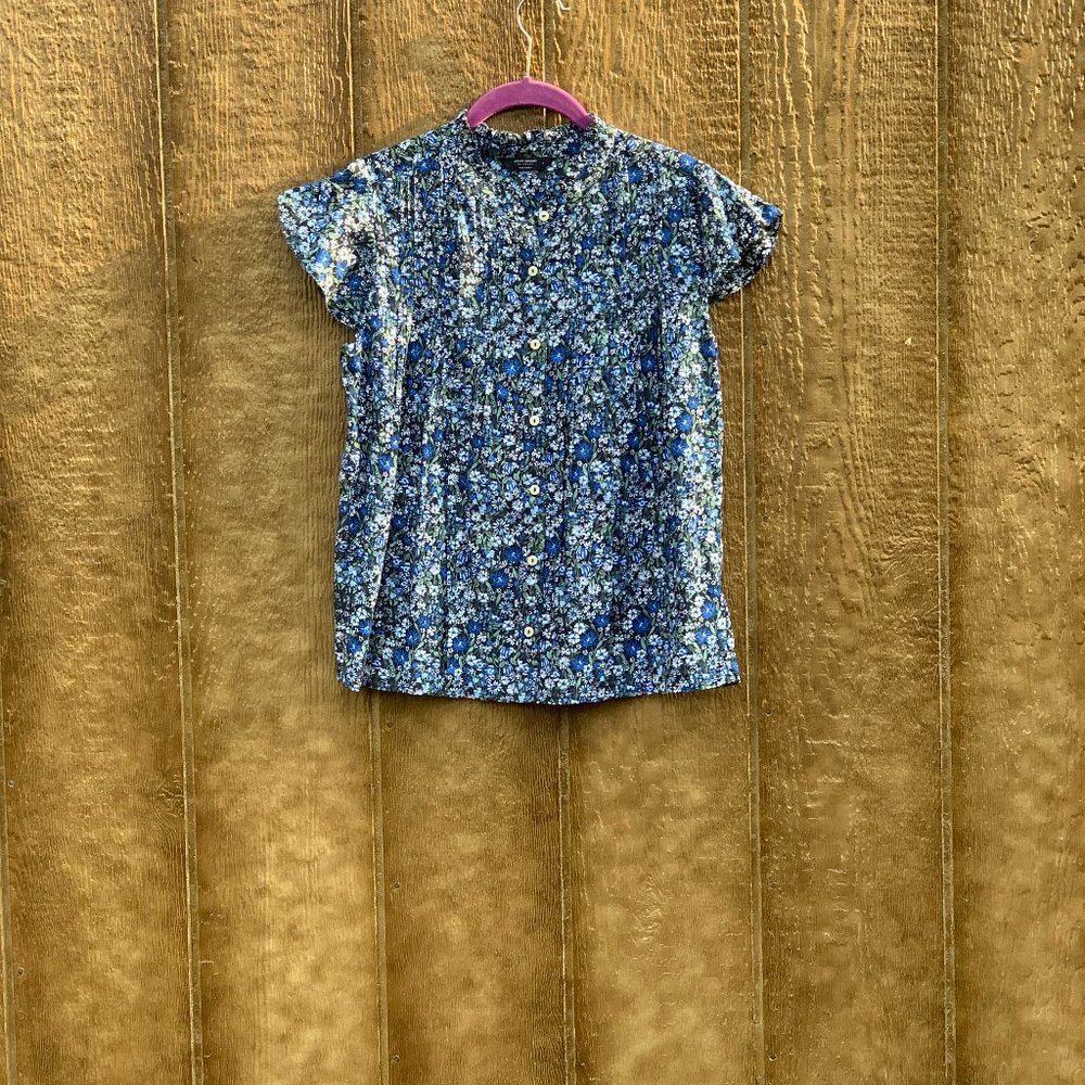 Lucky Brand Polo Blue Flowers Shirt blouse